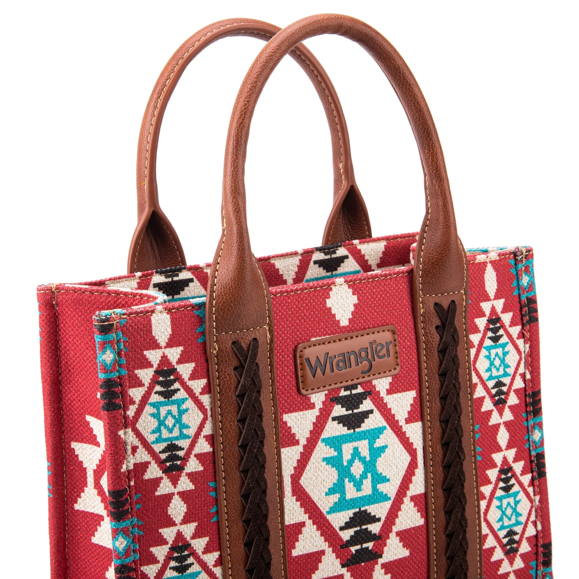 WG2203-8120SW  Wrangler Aztec Small Tote/Crossbody and Card Case Set 2Pc- Burgundy