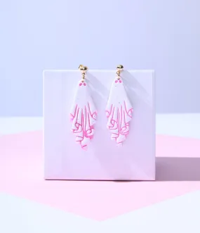 White & Pink Sheet Ghost Dangle Earrings