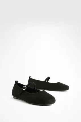 Wide Width Strap Mary Jane Ballet Flats