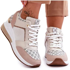 Women's Wedge Sneakers White-Beige Nomera