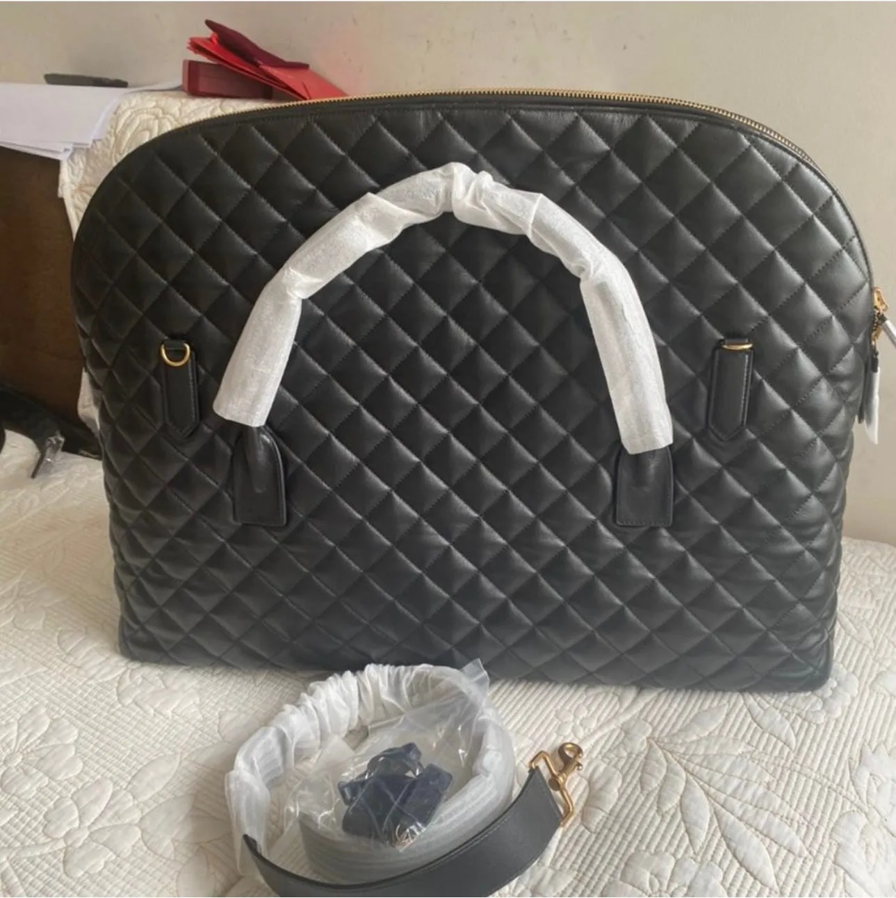 YSL ES GIANT TRAVEL BAG IN QUILTED LEATHER