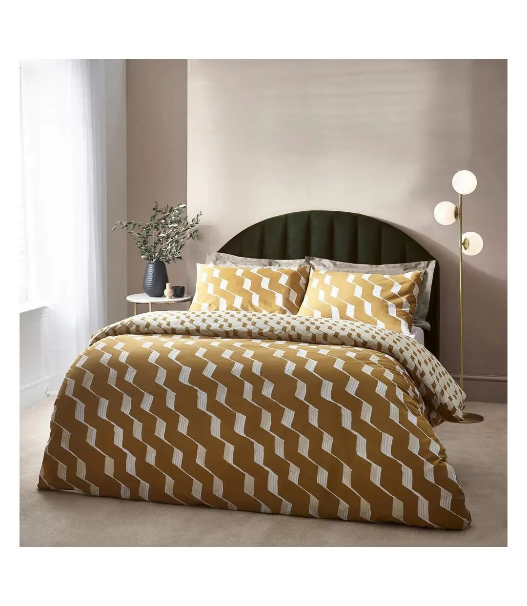 Zabine reversible cotton abstract duvet cover set honey Hoem